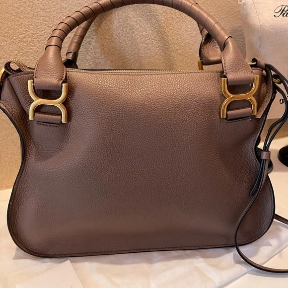 Medium Chloe Marcie Leather Satchel in desert taupe - Picture 3 of 9